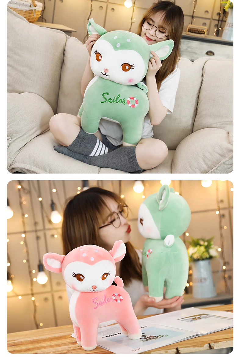 25-55cm cute giraffe plush toy soft pillow sika deer doll kawaii