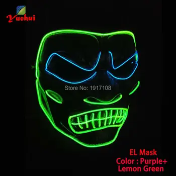 

New EL wire Halloween anger warriors Mask Flashing LED Neon Glowing light masquerade Party Decoration+3V Sound Activated Driver