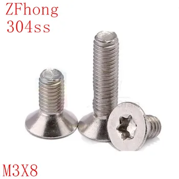 100PCS ISO14581 GB2673 M3x8 m3*8 304 Stainless Steel Torx Countersunk Screw Six-Lobe Flat Head Machine screw
100PCS ISO14581 GB2673 M3x8 m3*8 304 Stainless Steel Torx Countersunk Screw Six-Lobe Flat Head Machine screw