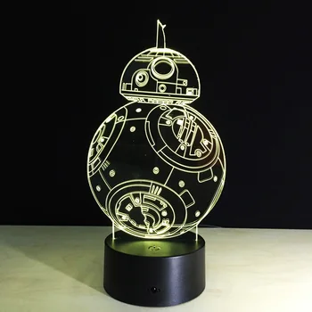 

Star Wars Master Yoda Darth Vader R2D2 Death BB8 Millennium X Fighter 7 Color change 3D Optical Illusion Night Light Lamp