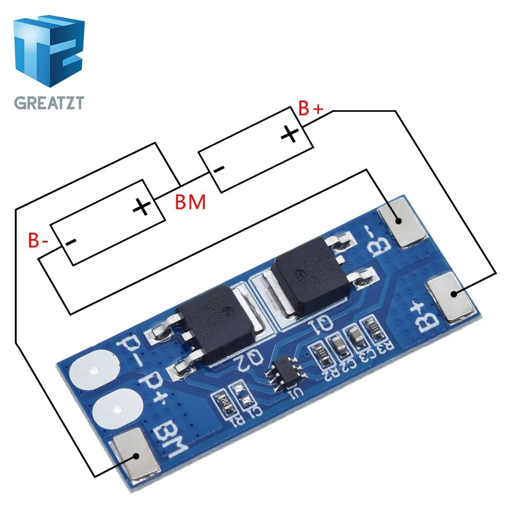 GREATZT 2 series 7.4V lithium battery protection board 8A working current 15A current limit/Overcharge discharge protection
GREATZT 2 series 7.4V lithium battery protection board 8A working current 15A current limit/Overcharge discharge protection