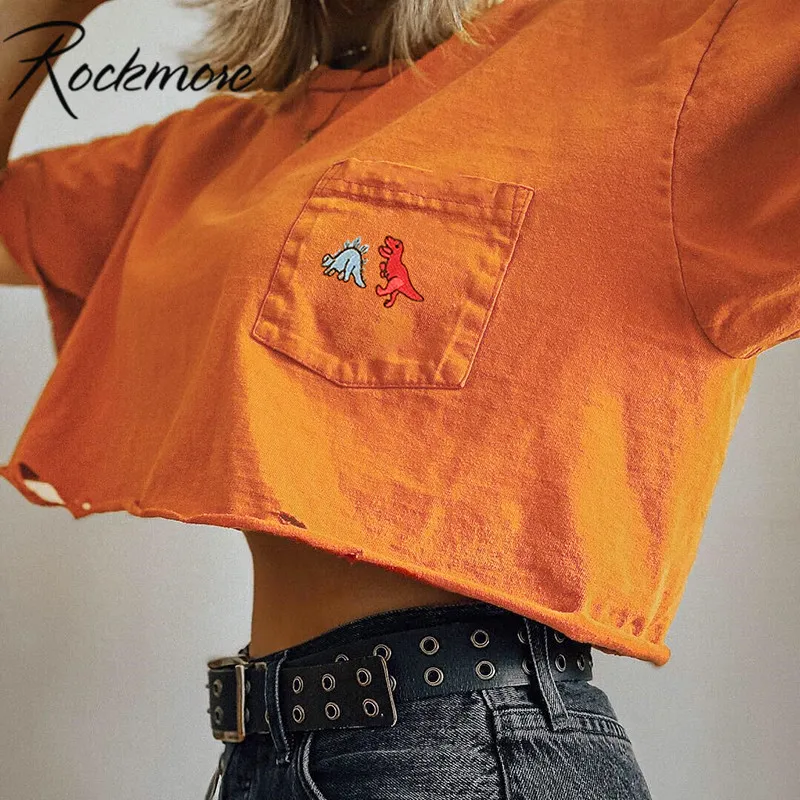 Rockmore Summer Cotton Dinosaur Embroidery T-shirt Women Pockets Loose Short Sleeve Casual Tshirt Female Crop Tops Tees Girls
Rockmore Summer Cotton Dinosaur Embroidery T-shirt Women Pockets Loose Short Sleeve Casual Tshirt Female Crop Tops Tees Girls