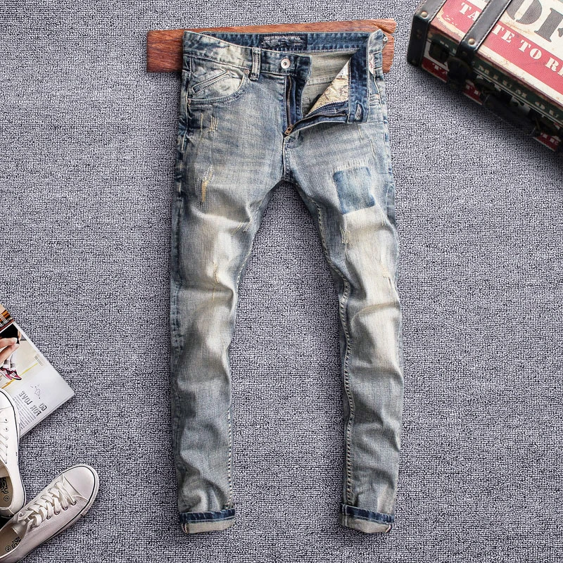 Fashion Classical Men Jeans Slim Fit Retro Washed Printed Hip Hop Pants Vintage Ripped Jeans Streetwear Designer Jeans Men
Fashion Classical Men Jeans Slim Fit Retro Washed Printed Hip Hop Pants Vintage Ripped Jeans Streetwear Designer Jeans Men