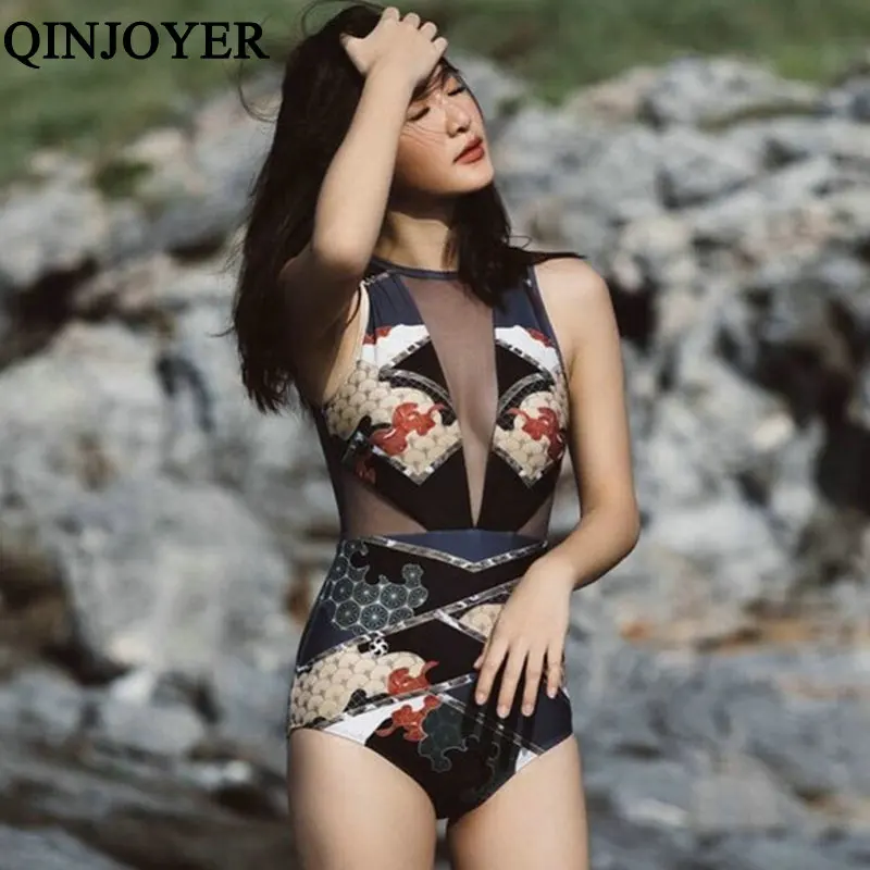 QINJOYER Sexy Mesh One Piece Swimsuit 2019 Thong Women Floral Print Swim Bathing Suit High Neck Push Up Swimwear Monokini XL
QINJOYER Sexy Mesh One Piece Swimsuit 2019 Thong Women Floral Print Swim Bathing Suit High Neck Push Up Swimwear Monokini XL