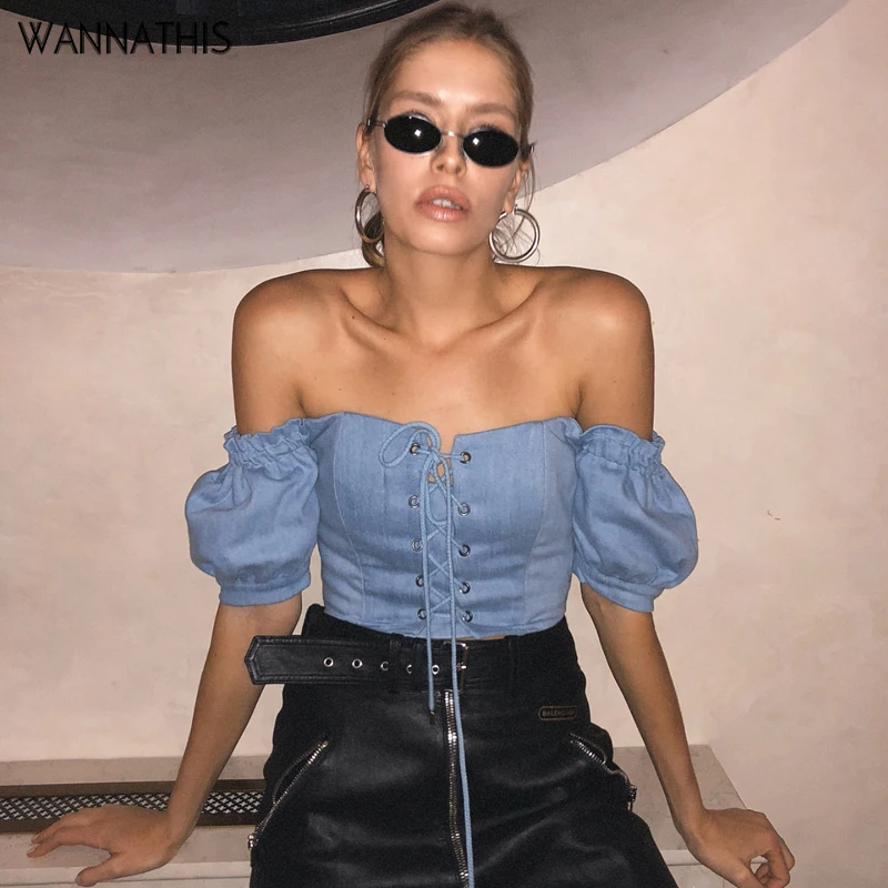 WannaThis Slash Neck Lace Up Short Lantren Sleeve Vintage Sweet Crop Tops Summer Women T Shirt Slim Sexy Casual Cowboy Clothes
WannaThis Slash Neck Lace Up Short Lantren Sleeve Vintage Sweet Crop Tops Summer Women T Shirt Slim Sexy Casual Cowboy Clothes
