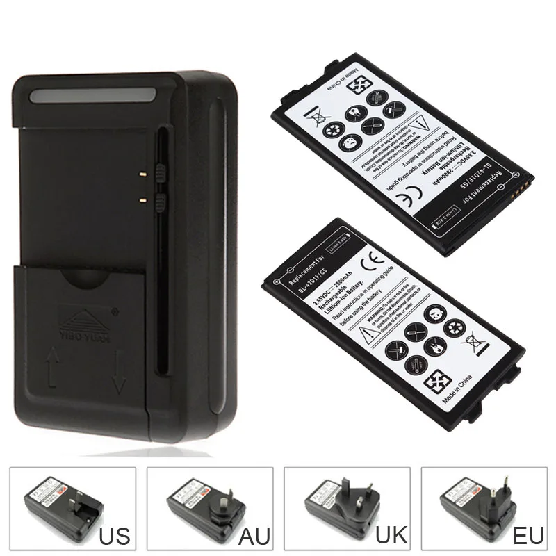 G5 Phone Replacement Battery BL-42D1F 2 X 2800mAh Replacement Commercial Battery+USB Wall Charger For LG G5 mobile phone battery
G5 Phone Replacement Battery BL-42D1F 2 X 2800mAh Replacement Commercial Battery+USB Wall Charger For LG G5 mobile phone battery