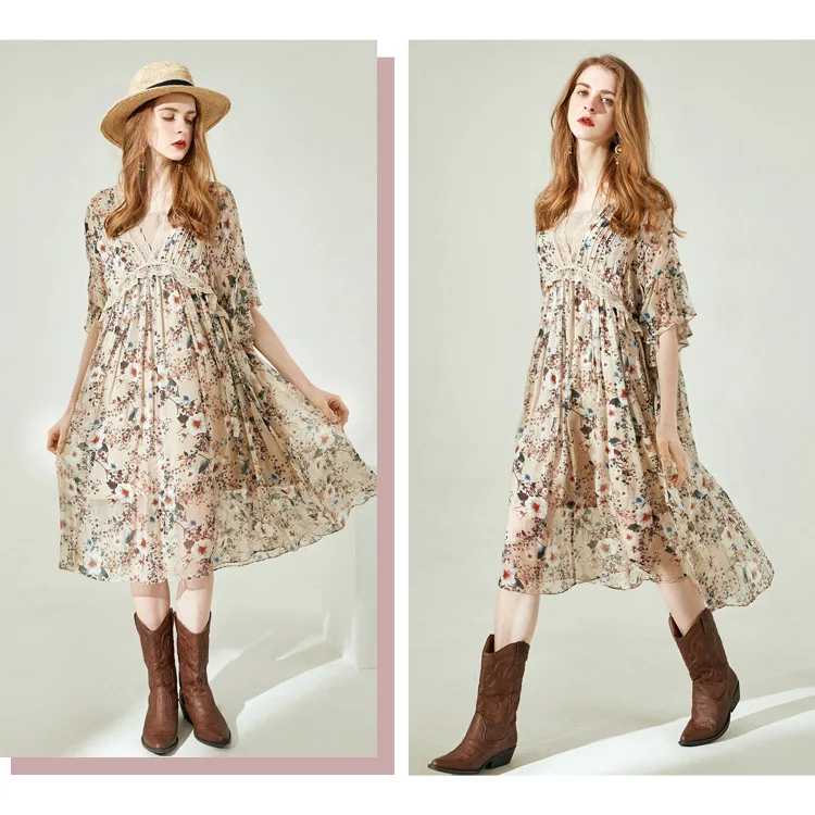 Women Dress 100% Silk Floral Embroidery Flowers Lace A-Line George Yarn Voile Lady Female Summer Clothes Transparent 2PCS New
Women Dress 100% Silk Floral Embroidery Flowers Lace A-Line George Yarn Voile Lady Female Summer Clothes Transparent 2PCS New