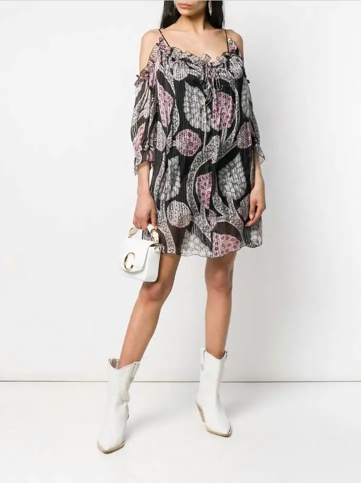 Paisley PRINT Short dress Off the shoulder With ties Straps Short sleeves Silk Cotton Blend WOMAN DRESS
Paisley PRINT Short dress Off the shoulder With ties Straps Short sleeves Silk Cotton Blend WOMAN DRESS