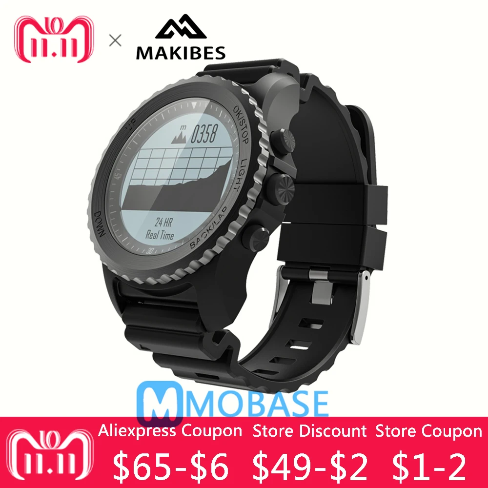 

Stock Original Makibes G07 GPS Sport SmartWatch Bluetooth Dynamic Heart Rate monitor IP68 Waterproof GPS Outdoor Sport Men Watch