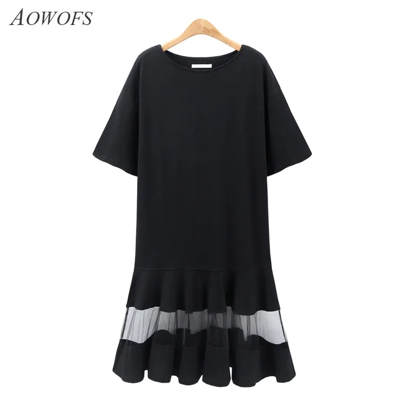 2018 Summer stitching gauze dress For Women Sexy perspective Half Sleeve O-Neck Midi Plus Size Female Vestidos ZRD1088
2018 Summer stitching gauze dress For Women Sexy perspective Half Sleeve O-Neck Midi Plus Size Female Vestidos ZRD1088