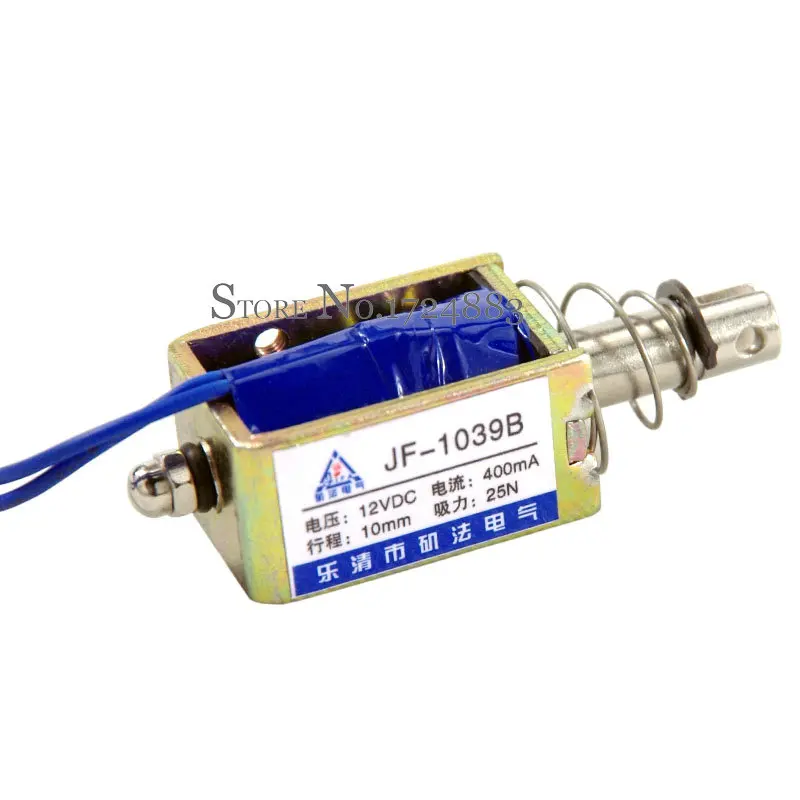 Force 25N travel 10mm DC 12V 400mA Pull Type Linear Solenoid Electromagnet JF-1039B
Force 25N travel 10mm DC 12V 400mA Pull Type Linear Solenoid Electromagnet JF-1039B