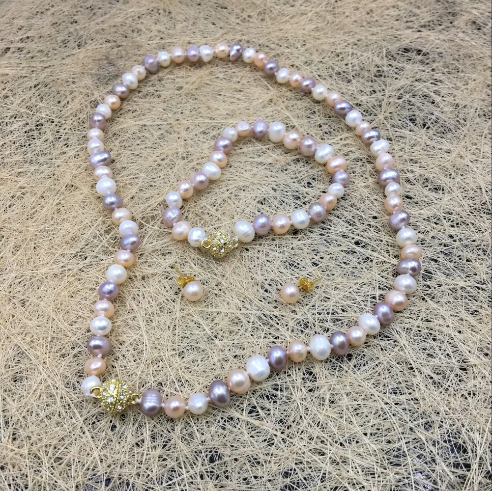 Jewelry Sets 100% Real 7-8mm White Yellow Purple Sea South Pearl Necklace Bracelet Earrings Natural Stone 18'' Wholesale Price
Jewelry Sets 100% Real 7-8mm White Yellow Purple Sea South Pearl Necklace Bracelet Earrings Natural Stone 18'' Wholesale Price
