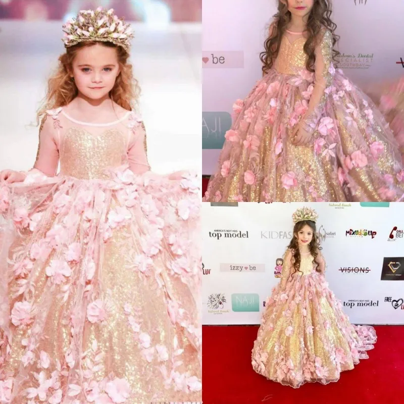 Custom Made Princess Flower Girl Dresses Long Sleeve 3D Floral Appliques Sequins Girls Communion Dress vestidos de fiesta
Custom Made Princess Flower Girl Dresses Long Sleeve 3D Floral Appliques Sequins Girls Communion Dress vestidos de fiesta