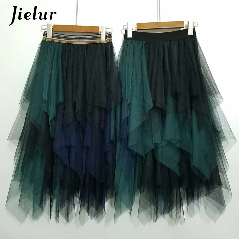 Jielur Tulle Skirt Spell Color Elastic High Waist Women Dance Tutu Skirts Chiffon Irregular Lolita Petticoat Midi Rokken Voile
Jielur Tulle Skirt Spell Color Elastic High Waist Women Dance Tutu Skirts Chiffon Irregular Lolita Petticoat Midi Rokken Voile