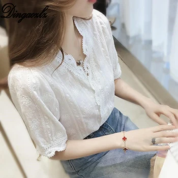 Dingaozlz 2019 Summer White Chiffon shirt New V-neck Lace Blouse Short Sleeve Women clothing Elegant Female Tops
Dingaozlz 2019 Summer White Chiffon shirt New V-neck Lace Blouse Short Sleeve Women clothing Elegant Female Tops