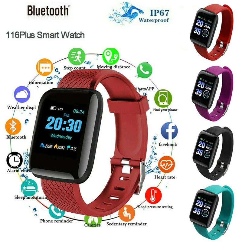 116 Sport and Waterproof Fitness Smart Watch Activity Tracker Heart Rate Women Men and Kid For Android4.4 and iOS8.4 Above
116 Sport and Waterproof Fitness Smart Watch Activity Tracker Heart Rate Women Men and Kid For Android4.4 and iOS8.4 Above