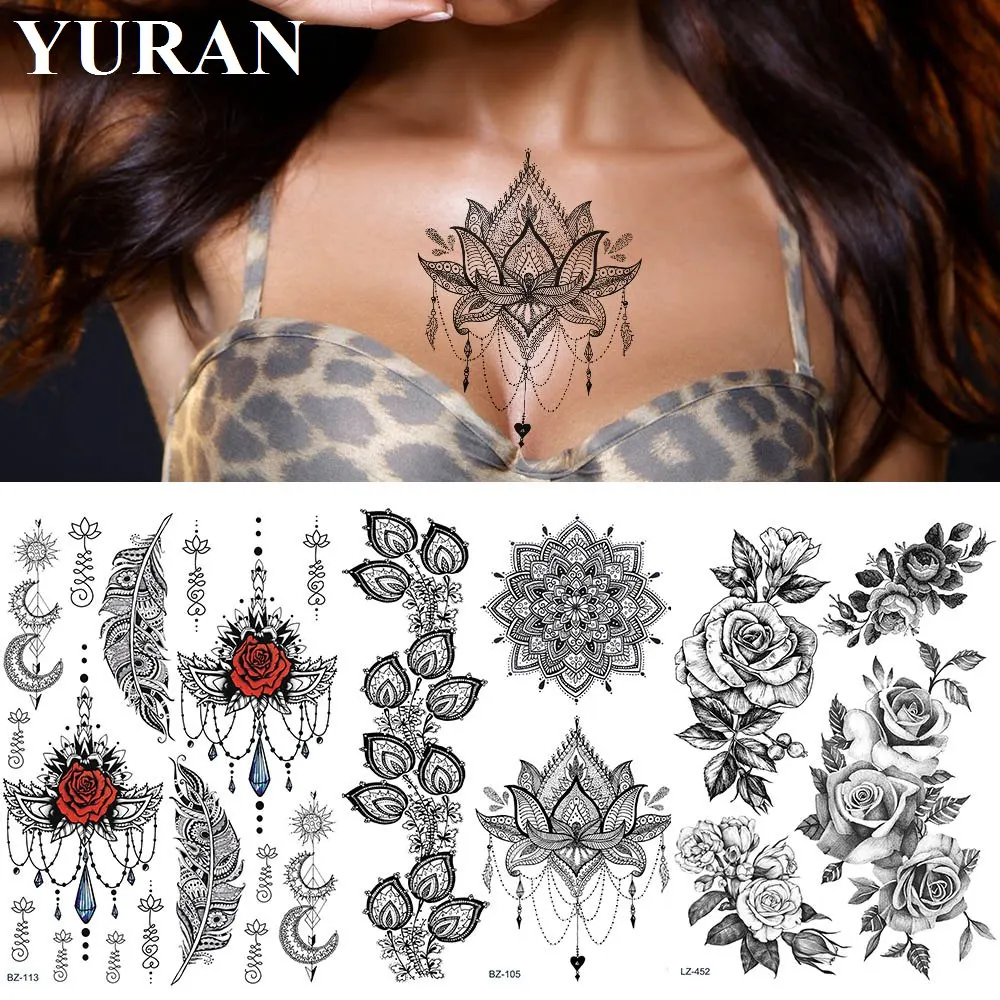 Fake Sexy Lace Chest Arm India Henna Flower Tattoo Sticker Mandala Flora Temporary Tattoos Realistic Custom Body Art Tatto Decal
Fake Sexy Lace Chest Arm India Henna Flower Tattoo Sticker Mandala Flora Temporary Tattoos Realistic Custom Body Art Tatto Decal