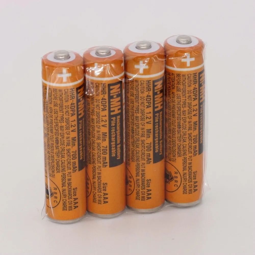 4PCS 700mAh HHR-4DPA AAA 1.2v Rechargeable Battery for panasonic Cordless Phone NI-MH
4PCS 700mAh HHR-4DPA AAA 1.2v Rechargeable Battery for panasonic Cordless Phone NI-MH