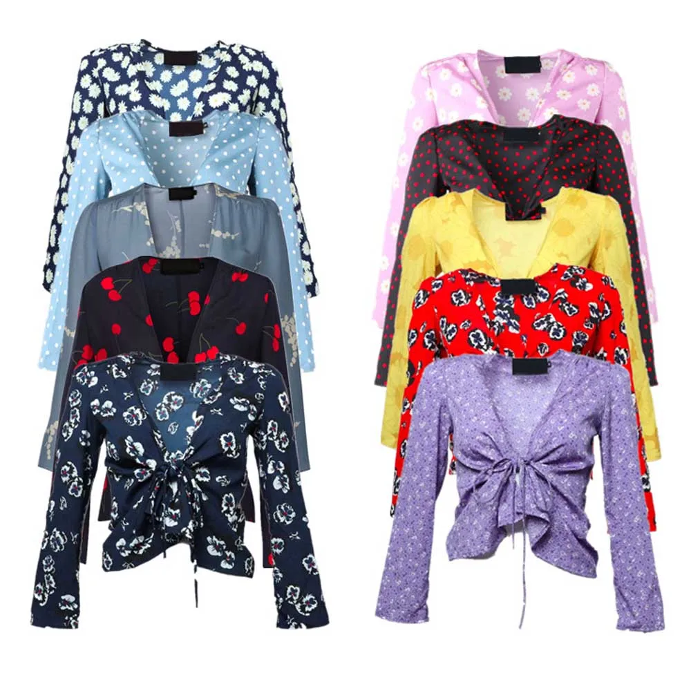 ANSFX Sexy Dot Floral Print Bow Lacing Up Kimono Shirt V-Neck Bow Tied Closure Long Sleeve Short Blouse Tops Blousas 12 Colors
ANSFX Sexy Dot Floral Print Bow Lacing Up Kimono Shirt V-Neck Bow Tied Closure Long Sleeve Short Blouse Tops Blousas 12 Colors