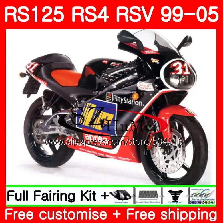 

Body For Aprilia RS 125 1999 2000 2001 TOP blk red 2002 2003 2005 84SH22 RS4 RS-125 RSV125 RS125 99 00 01 02 03 04 05 Fairings
