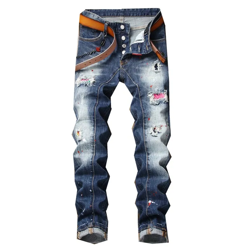 New mens jeans torn ripped jeans for men trousers skinny pants male clothes printed stretch hip hop streetwear Spring Summer
New mens jeans torn ripped jeans for men trousers skinny pants male clothes printed stretch hip hop streetwear Spring Summer