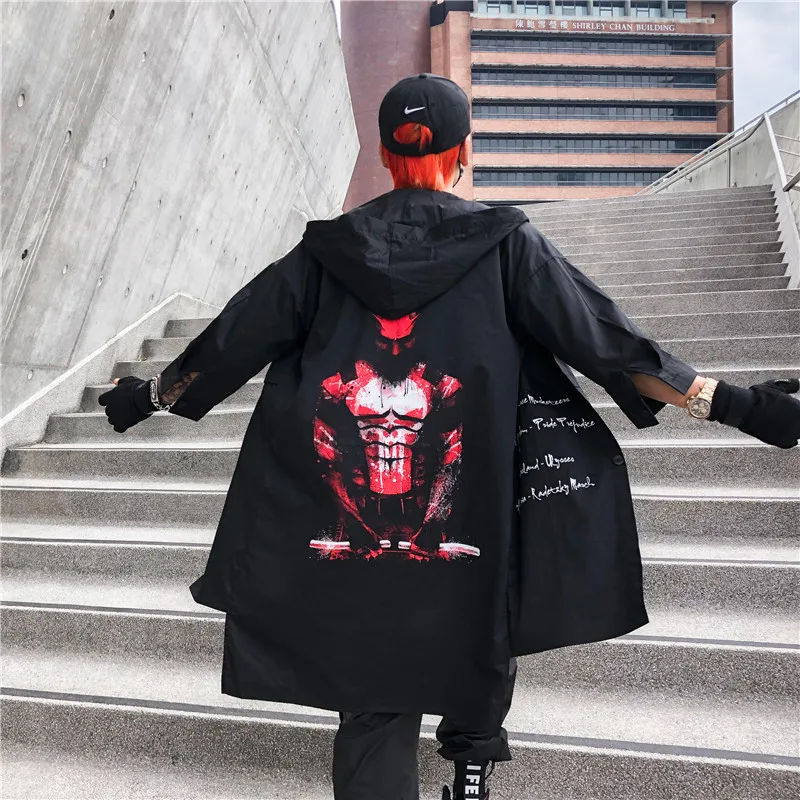 Windbreaker Coat Summer Autumn Street Devil Long Shirt Half Sleeve Hip Hop Jacets Men's Black Extended Joker Jacket Top GM57
Windbreaker Coat Summer Autumn Street Devil Long Shirt Half Sleeve Hip Hop Jacets Men's Black Extended Joker Jacket Top GM57