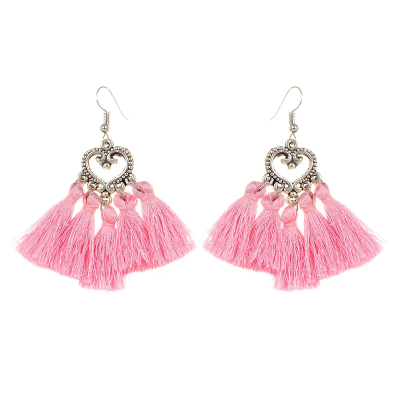 ZHINI Fashion Bohemia Design Fan-shaped Tassel Earrings Women Accessories Cotton Handmade Ethnic Jewelry Trendy Style | Украшения и