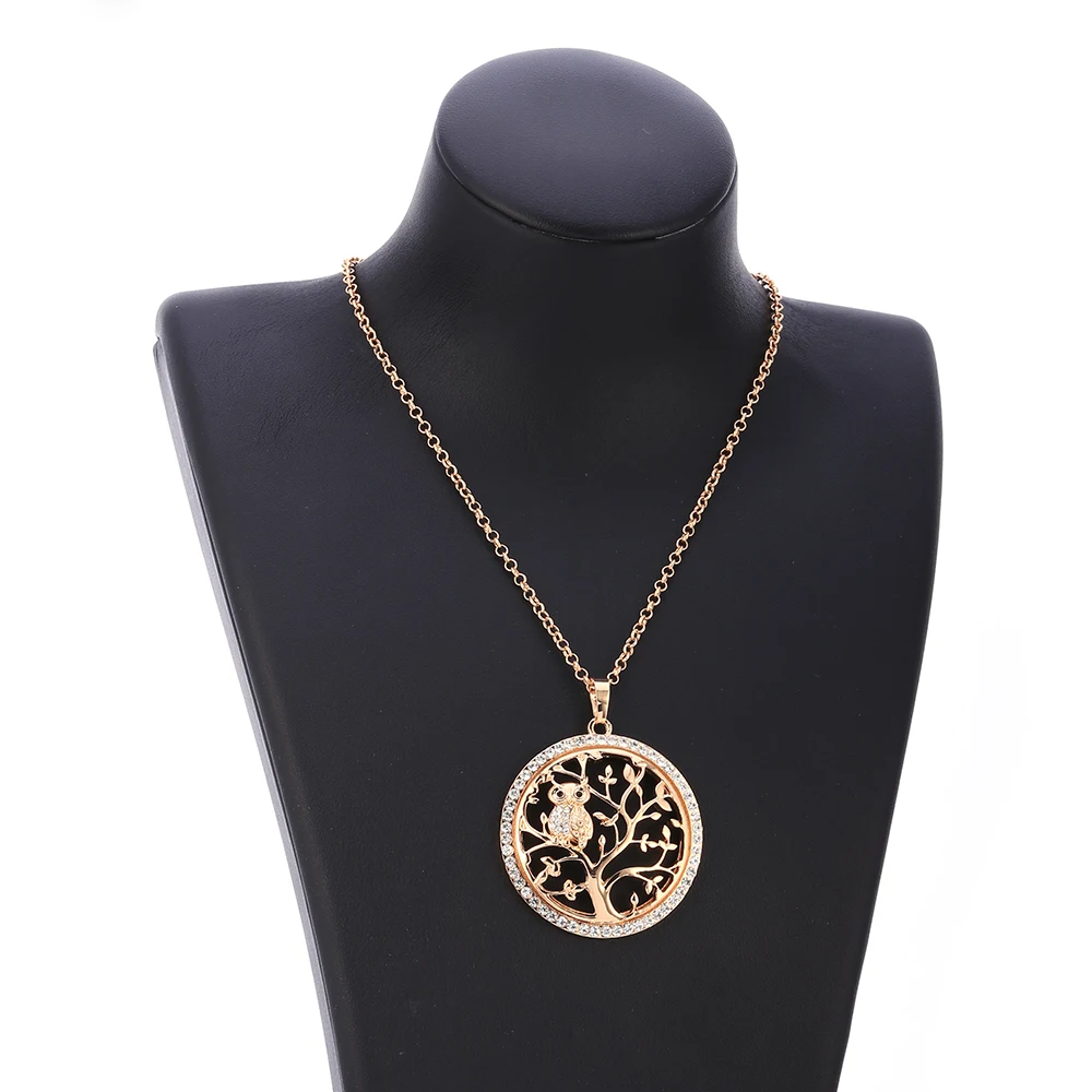 

Tree Of Life Necklace For Women , Cute Owl Crystal Round Necklaces Pendants Statement Jewelry Fashion Gifts female Collier 2019