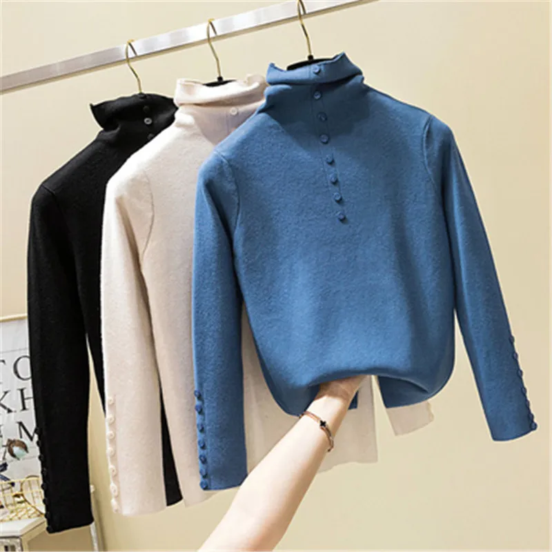 New Fashion Button Turtleneck Sweater Women Spring Autumn Knitted Pullover Women Slim Jumper Sweater Female Knit Tops PZ1000
New Fashion Button Turtleneck Sweater Women Spring Autumn Knitted Pullover Women Slim Jumper Sweater Female Knit Tops PZ1000