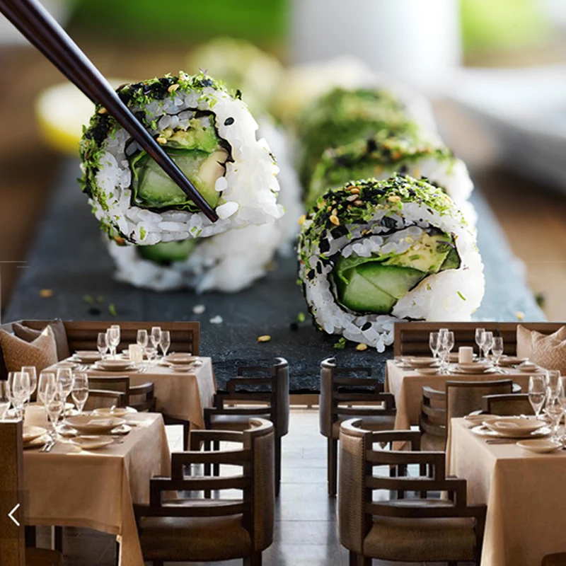 Modern dining wallpaper, Japanese sushi cuisine, murals for shopping malls restaurants kitchen backdrop PVC decorative roll
Modern dining wallpaper, Japanese sushi cuisine, murals for shopping malls restaurants kitchen backdrop PVC decorative roll