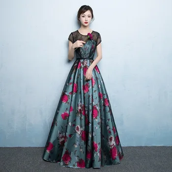 Elegant Black Lace Long Evening Dresses Flower Print prom gowns Formal Party dress short sleeve Lace Up vestido de festa 2019
Elegant Black Lace Long Evening Dresses Flower Print prom gowns Formal Party dress short sleeve Lace Up vestido de festa 2019