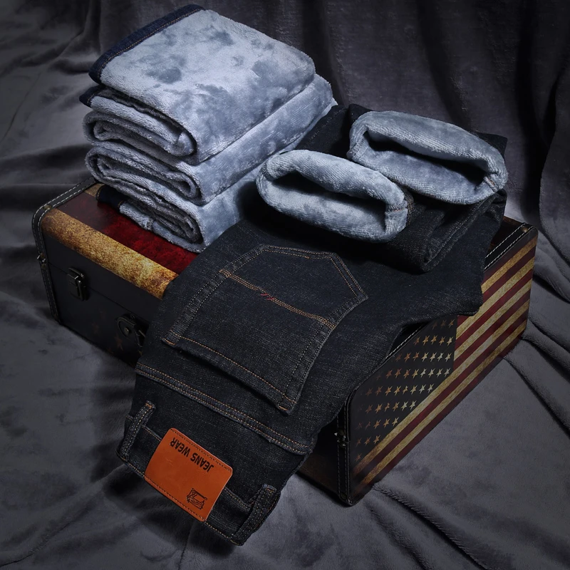 2019 New Men's Winter Jeans Classic Style Blue Black Business Casual Warm Trousers Elastic Slim Fit Male Brand Thicken Pants
2019 New Men's Winter Jeans Classic Style Blue Black Business Casual Warm Trousers Elastic Slim Fit Male Brand Thicken Pants