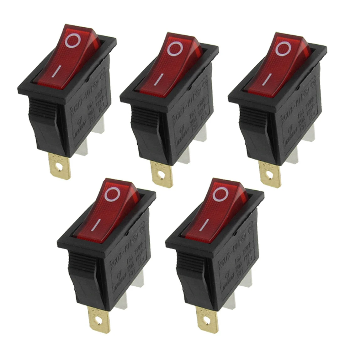 BHBD-AC 16A/250V 20A/125V Red Light Illuminated On Off SPST Boat Rocker Switch x 5 Pcs
BHBD-AC 16A/250V 20A/125V Red Light Illuminated On Off SPST Boat Rocker Switch x 5 Pcs
