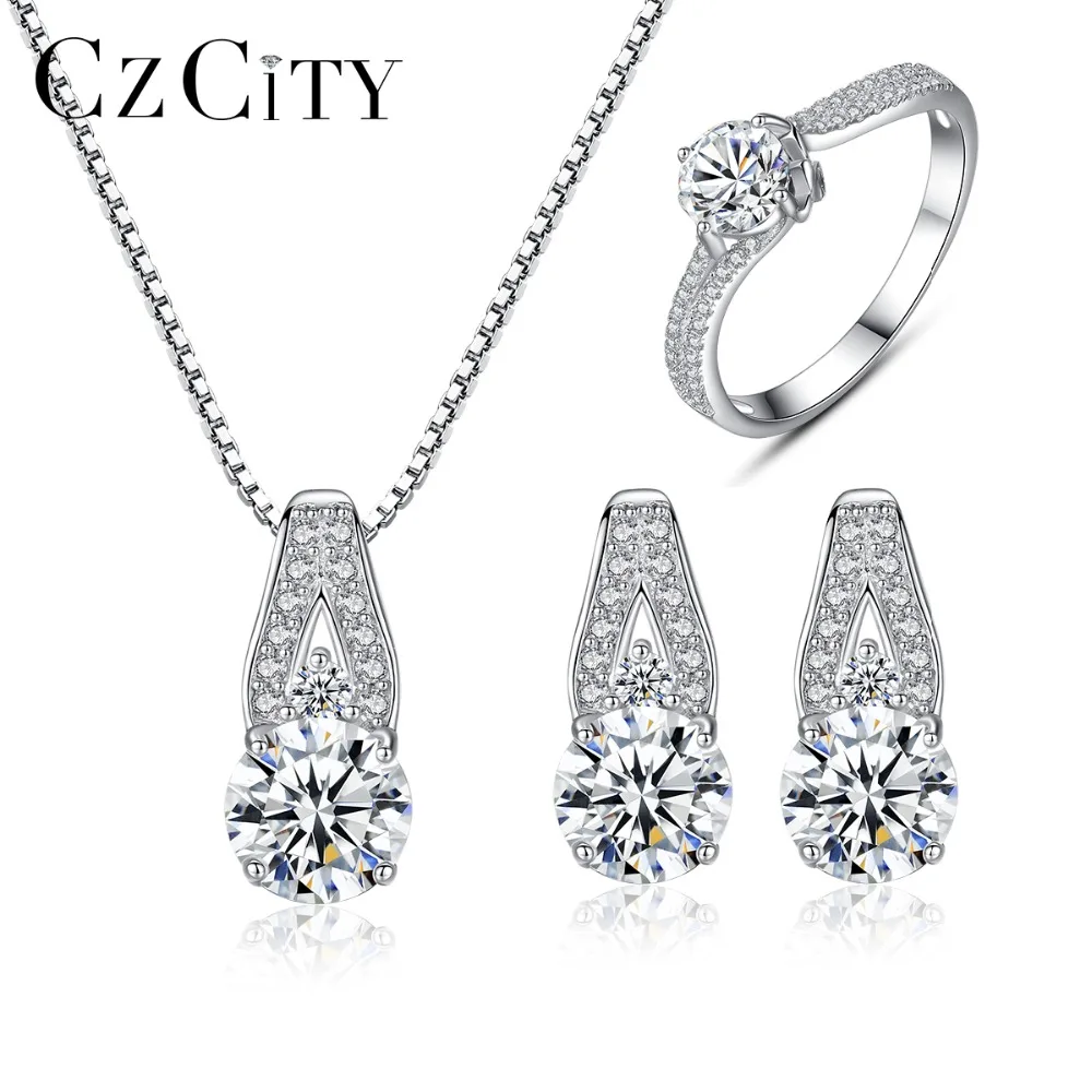 CZCITY Genuine 925 Sterling Silver Jewelry Set Classic Elegant Clear CZ Stone Jewelry Sets Women Wedding Bridal Silver Jewelry
CZCITY Genuine 925 Sterling Silver Jewelry Set Classic Elegant Clear CZ Stone Jewelry Sets Women Wedding Bridal Silver Jewelry
