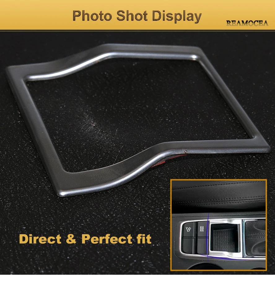 Reamocea 1Pc Car Interior Accessories Stainless Steel Silver Gear Shift Trim Frame Cover For Hyundai Tucson 2015 2016 2017 2018 (11)