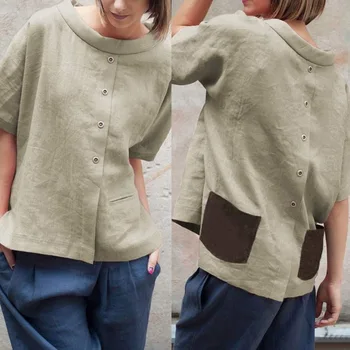 Vintage Cotton Blouse Tops 2019 Summer Women Blouses Short Sleeve Buttons Casual Shirt Pockets Patchwork Loose Blusas Oversized
Vintage Cotton Blouse Tops 2019 Summer Women Blouses Short Sleeve Buttons Casual Shirt Pockets Patchwork Loose Blusas Oversized