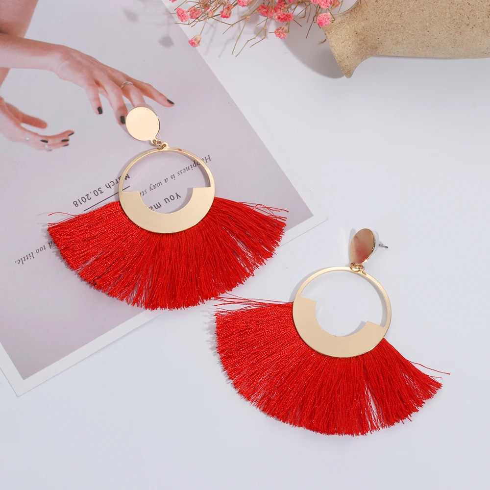 Fashion Bohemian Tassel Earrings For Women 2019 Boho Big Pompom Drop Fringed Circle Earrings Black Red Wedding Jewelry Brincos
Fashion Bohemian Tassel Earrings For Women 2019 Boho Big Pompom Drop Fringed Circle Earrings Black Red Wedding Jewelry Brincos