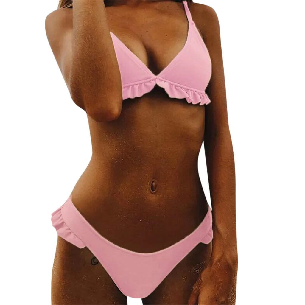 Solid Color Sling Ruffled Beach Bikini Colorful Padded Push-Up Bra Low Waist Bathing Suit Swim Swimsuit Costume De Bain Femme#Y1
Solid Color Sling Ruffled Beach Bikini Colorful Padded Push-Up Bra Low Waist Bathing Suit Swim Swimsuit Costume De Bain Femme#Y1