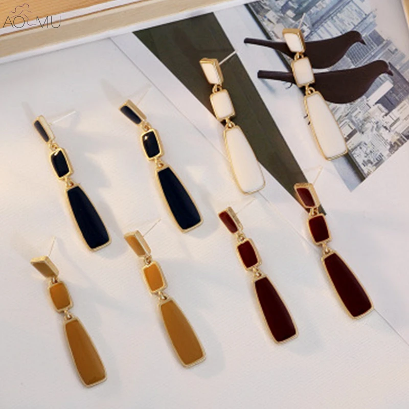 AOMU New Simple Fashion Enamel Geometric Irregular Metal Long Dangle Drop Earrings for Women Girl Party Jewelry Brincos
AOMU New Simple Fashion Enamel Geometric Irregular Metal Long Dangle Drop Earrings for Women Girl Party Jewelry Brincos