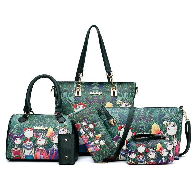 SGARR Women Large Capacity PU Leather Handbags Fashion Printed Girls 6 Pieces Set Shoulder Bag Casual Female Tote Crossbody Bags
SGARR Women Large Capacity PU Leather Handbags Fashion Printed Girls 6 Pieces Set Shoulder Bag Casual Female Tote Crossbody Bags