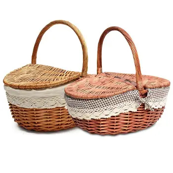Wicker Picnic Basket With Lid And Handle Food Bread Picnic Basket Hamper Woven Bamboo Fruit Storage Basket
Wicker Picnic Basket With Lid And Handle Food Bread Picnic Basket Hamper Woven Bamboo Fruit Storage Basket