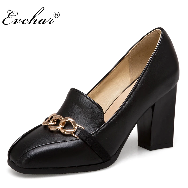EVCHAR Spring/Aut 2 colors Women's Shoes Square Toe high heels slip-on Pumps Metal Decoration chain dress shoes large size 32-50
EVCHAR Spring/Aut 2 colors Women's Shoes Square Toe high heels slip-on Pumps Metal Decoration chain dress shoes large size 32-50