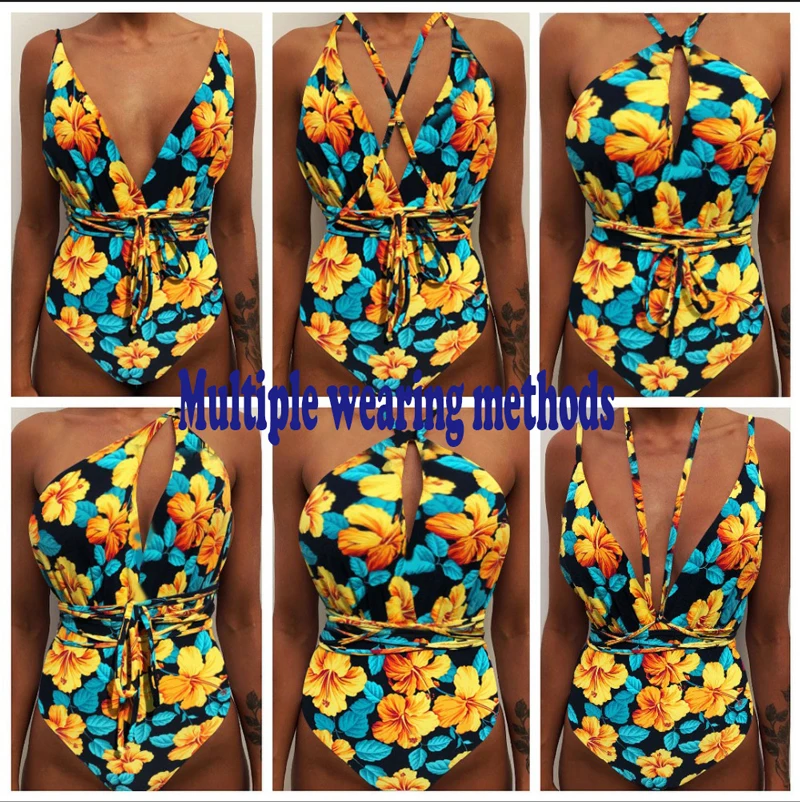 Miami Brand| Wrap String Multiway One Piece Swimsuit Sexy Deep V Backless Beach Wear Monokini Miami Brand| Wrap String Multiway One Piece Swimsuit Sexy Deep V Backless Beach Wear Monokini