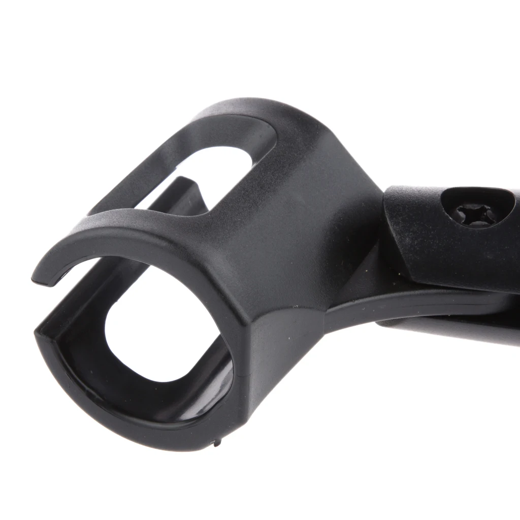 Black Plastic Wireless Microphone Holder Clip for Standard Wired Microphone Clip with flexible soft plastic construction