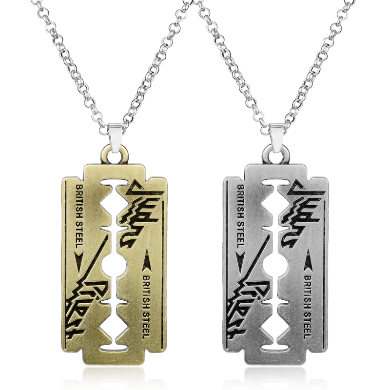 Hip Hop Rock Band Judas Priest Blade Razor Shape Pendant Necklace Long Chain Men Metal Necklace
Hip Hop Rock Band Judas Priest Blade Razor Shape Pendant Necklace Long Chain Men Metal Necklace
