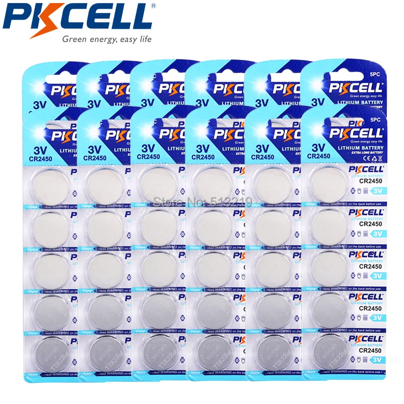 60Pcs *5Pcs/Card Lithium Button Coin Battery CR2450 DL2450 2450 ECR2450 Button Coins Batteries Batteria Lithium
60Pcs *5Pcs/Card Lithium Button Coin Battery CR2450 DL2450 2450 ECR2450 Button Coins Batteries Batteria Lithium