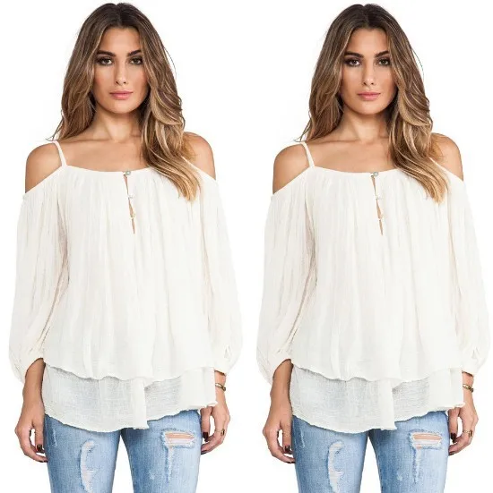 Spring white long-sleeved button sling off-shoulder tops in stock 2019 hot new personality women's fashion clothes chiffon shirt
Spring white long-sleeved button sling off-shoulder tops in stock 2019 hot new personality women's fashion clothes chiffon shirt