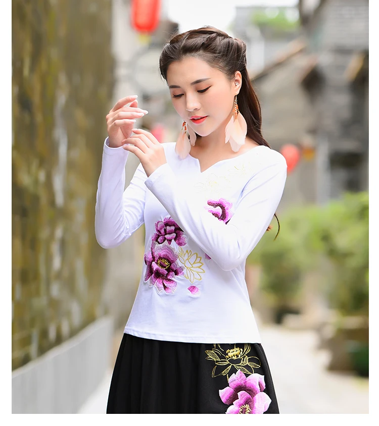 KYQIAO Traditional Chinese shirt plus size women clothing female ethnic v neck long sleeve blue black white rose red blouse tops
KYQIAO Traditional Chinese shirt plus size women clothing female ethnic v neck long sleeve blue black white rose red blouse tops