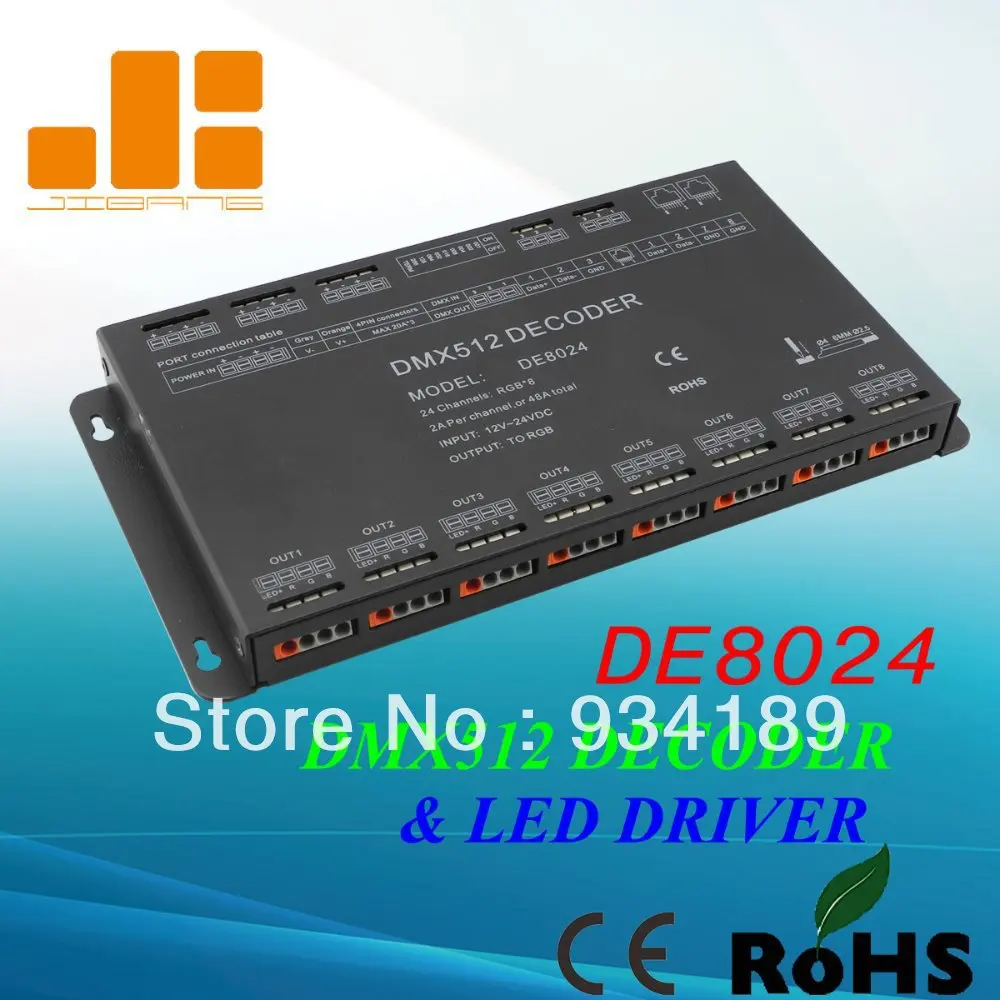 Free shipping 24 Channels DMX512 driver, RGB DMX Controller, LED decoder DMX, 12V-24V Constant Voltage Output PWM <2A/ch DE8024
Free shipping 24 Channels DMX512 driver, RGB DMX Controller, LED decoder DMX, 12V-24V Constant Voltage Output PWM <2A/ch DE8024