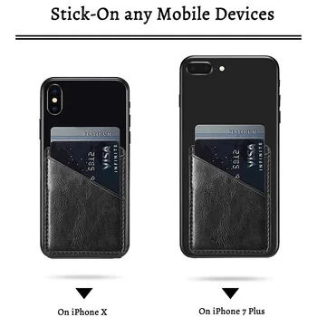 Back Solid Phone Card Holder Stick On Leather Mini Secure Double-deck Adhesive Wallet Universal Inserting Case Pocket
